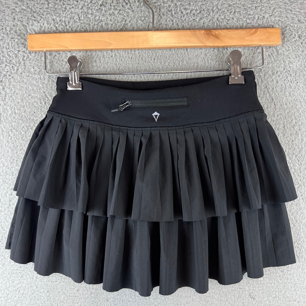 Ivivva‎ Lululemon Girls Black Pleated Tennis Skort Ruffle Skirt Size 12